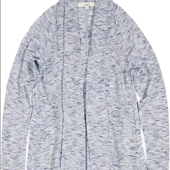 NWT Loft Light Blue Spacedye Open Cardigan Sweater - Picture 4 of 8